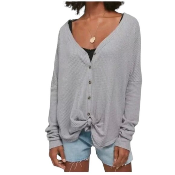 Urban Outfitters Jojo Oversized Thermal Button Down Shirt - Picture 6 of 6